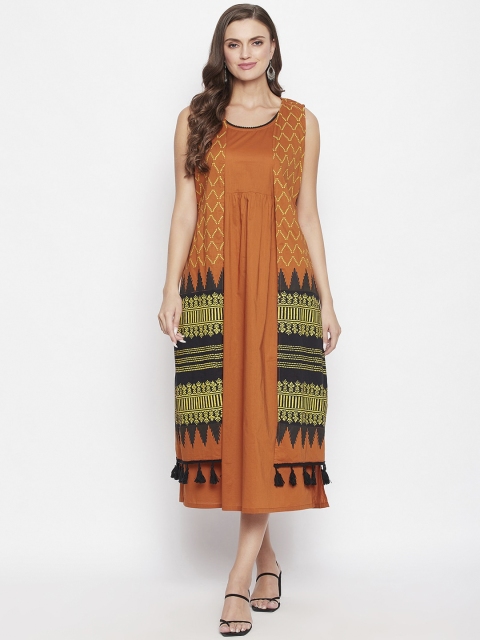 

Bitterlime Women Rust Block Print Kurta