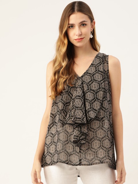 

Magnetic Designs Black Printed A-Line Top