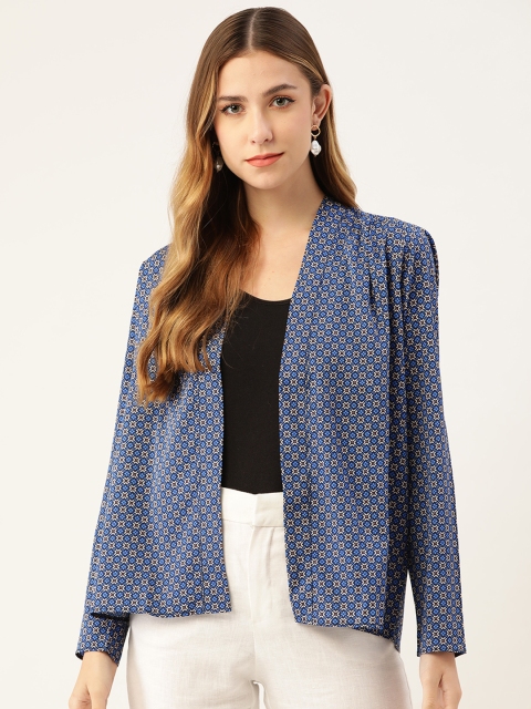 

Magnetic Designs Women Blue & White Printed Shrug