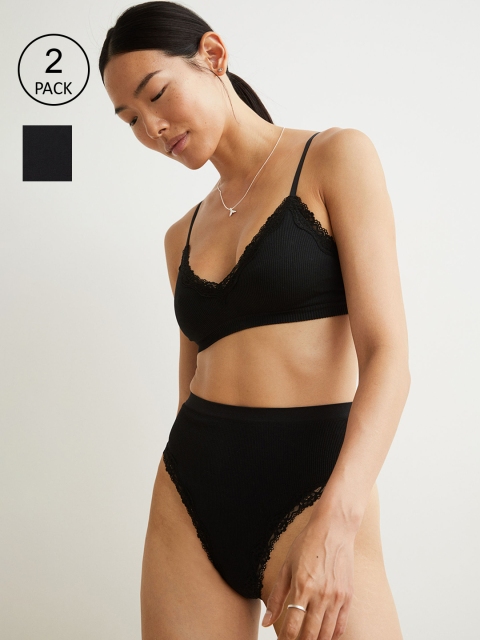 

H&M Black 2-Pack Seamless Thong Briefs