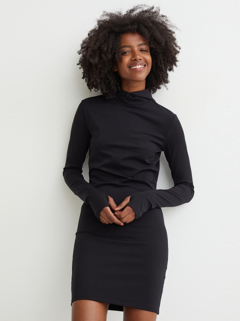 

H&M Women Black Hooded Dress