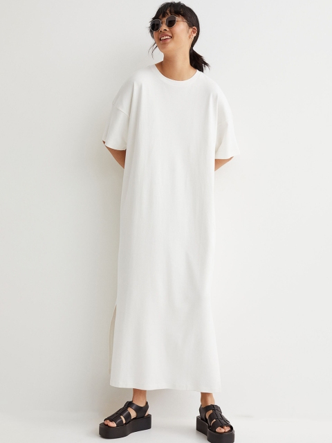 

H&M Women White Cotton T-Shirt Dress