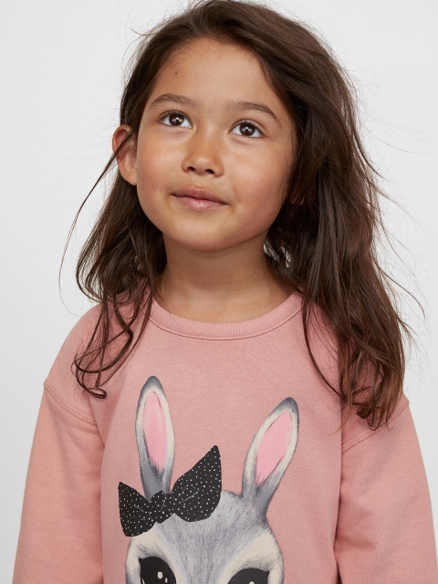

H&M Girls Pink Printed Sweatshirt Dress