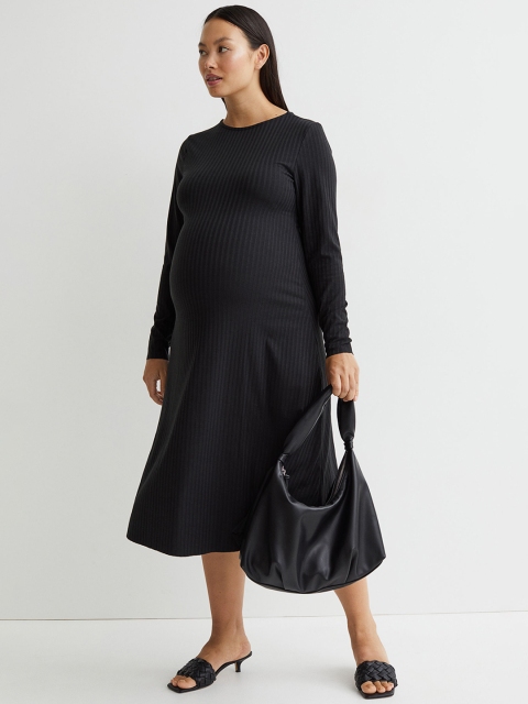 

H&M MAMA Black Ribbed Dress