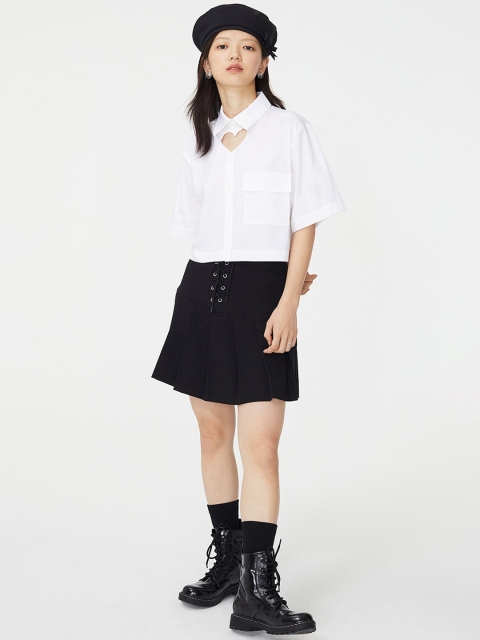 

H&M Women White Cotton Boxy Shirt With Heart-Shaped Cut-Out