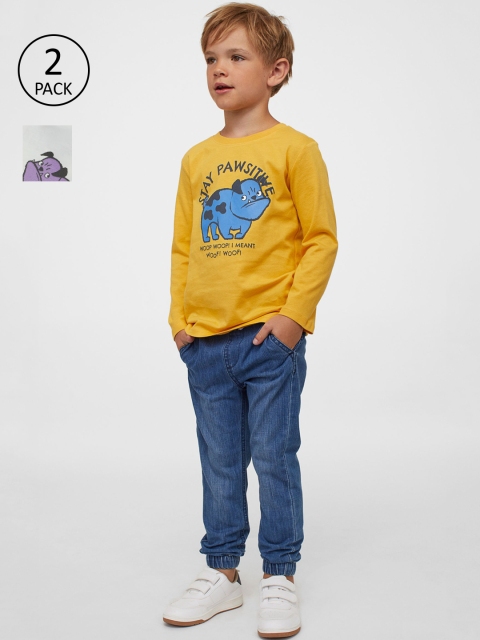 

H&M Boys White & Yellow 2-Pack Printed Tops