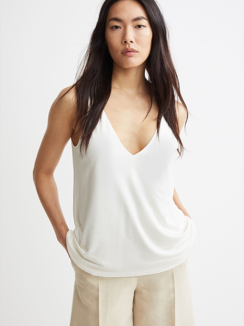 

H&M Women White V-Neck Vest Top