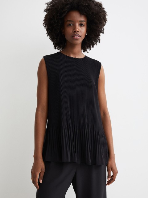 

H&M Women Black Pleated Top