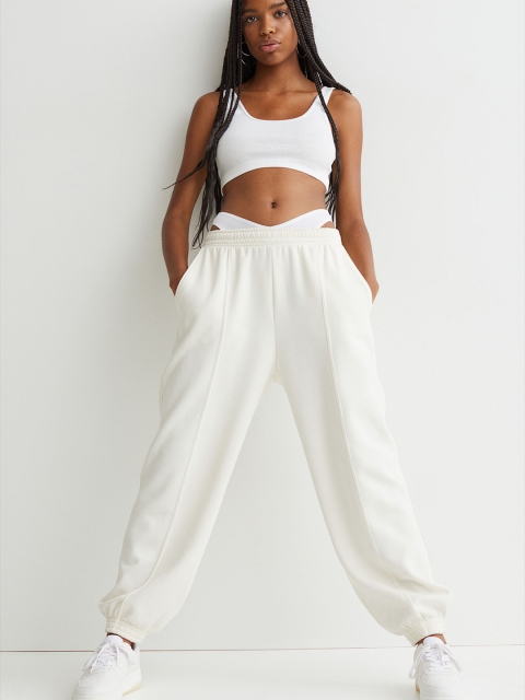 

H&M Women White Ribbed Crop Top