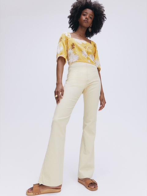 

H&M Women Yellow Open-Backed Blouse