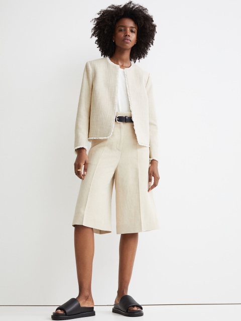 

H&M Women Beige Boucl Jacket