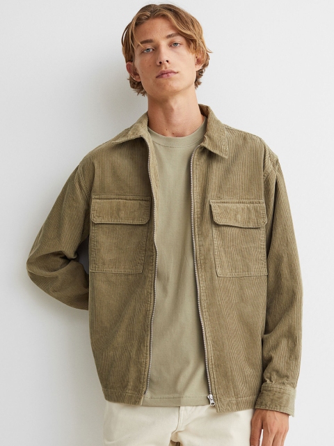 

H&M Men Beige Corduroy Shirt Jacket