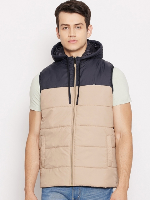 

Okane Men Beige & Black Colourblocked Lightweight Padded Jacket