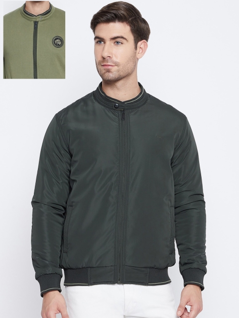 

Okane Men Olive Green Reversible Bomber Jacket