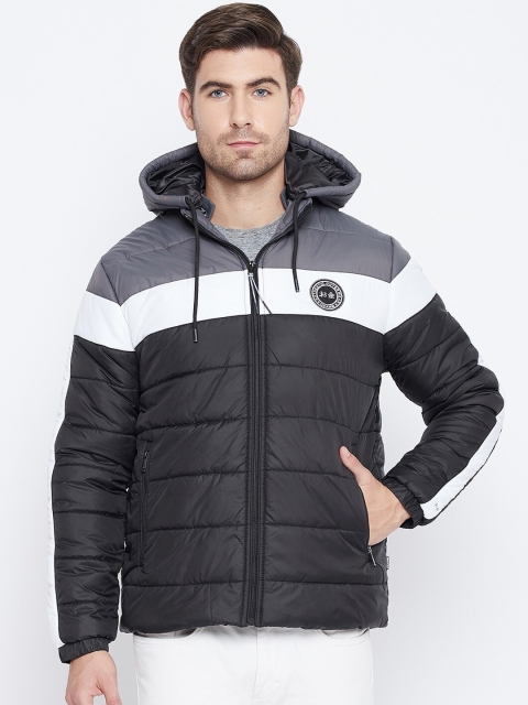 

Okane Men Black White Striped Lightweight Padded Jacket