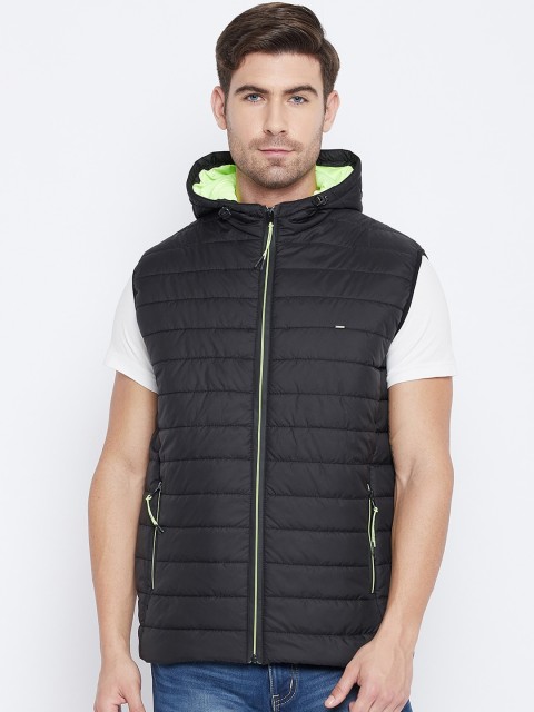

Okane Men Black & Fluorescent Green Lightweight Padded Jacket