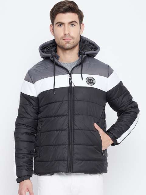 

Okane Men Black & White Colourblocked Lightweight Padded Jacket