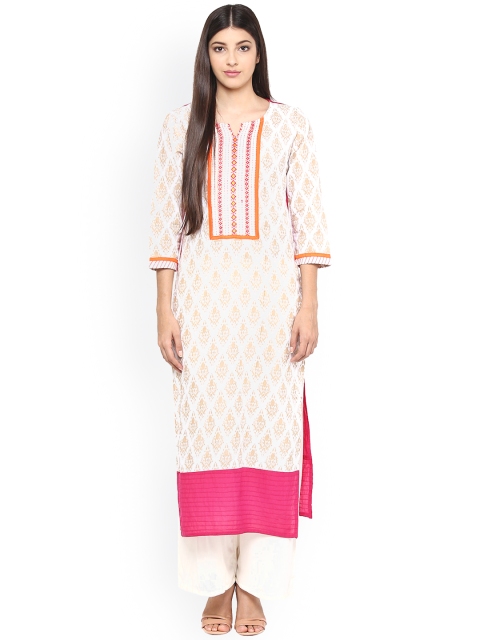 

Jaipur Kurti Women Off-White Printed Straight Kurta