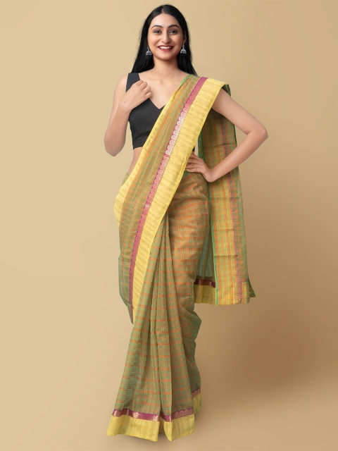 

Unnati Silks Women Green & Pink Chanderi Art Silk Saree