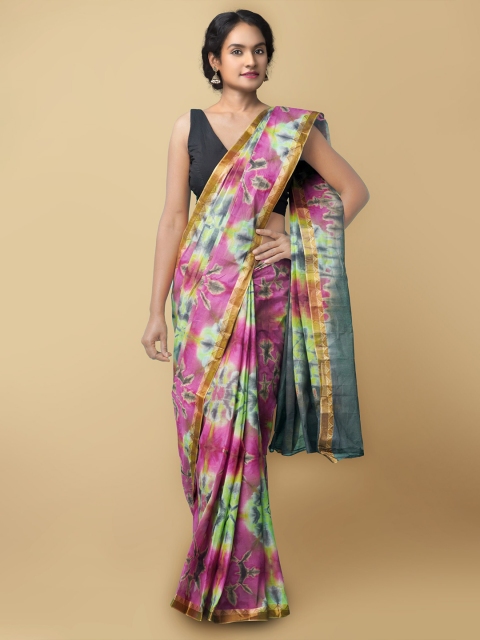 

Unnati Silks Women Multicoloured Pure Shibori Cotton Sustainable Saree, Multi