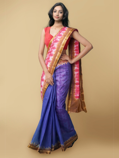 

Unnati Silks Multicoloured Leheriya Printed Zari Pure Shibori Cotton Leheriya Saree, Multi
