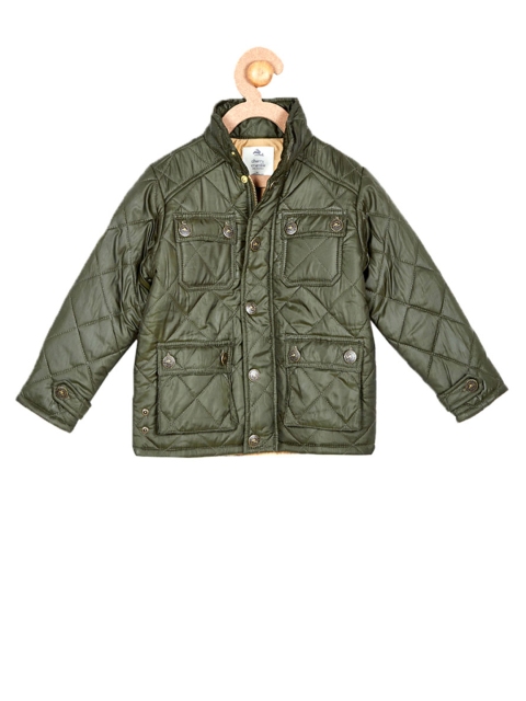 

Cherry Crumble Girls Olive Green Quilted Jacket