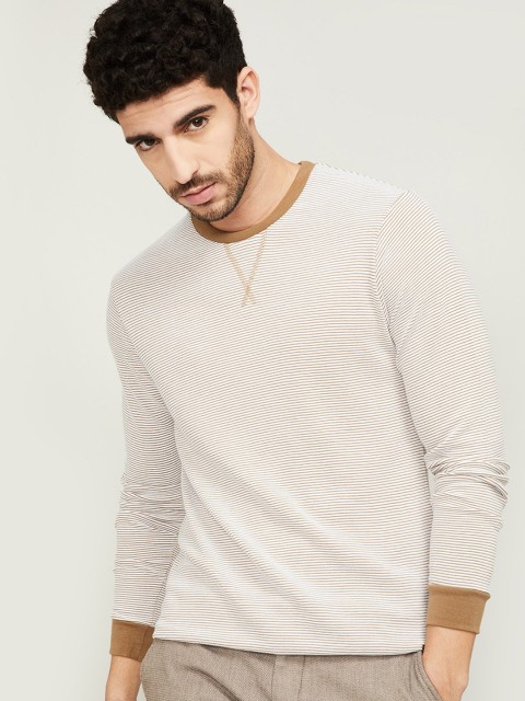 

CODE by Lifestyle Men Beige Striped Sweatshirt