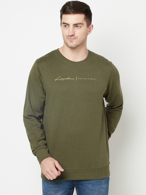 

ELEGANCE Men Olive Green Printed Sweatshirt