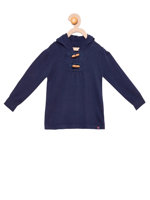 

Cherry Crumble Girls Navy Hooded Sweater, Navy blue