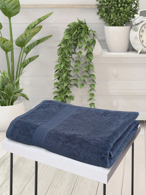 

Creeva Navy Blue Solid 450 GSM Cotton Bath Towel