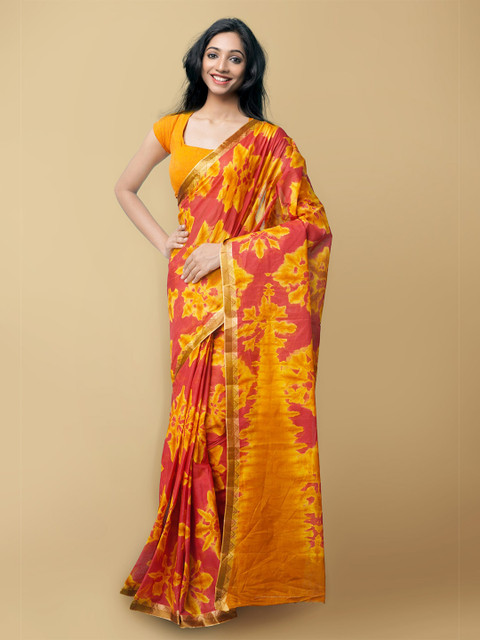 

Unnati Silks Red & Yellow Leheriya Pure Cotton Leheriya Saree