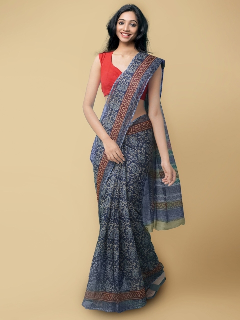 

Unnati Silks Blue & Maroon Printed Pure Cotton Kota Saree