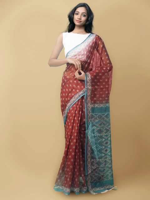

Unnati Silks Red & Blue Pure Cotton Kota Saree