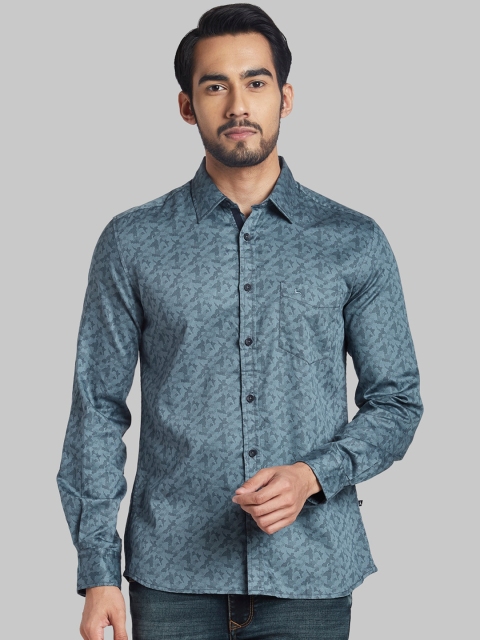 

Parx Men Grey Printed Slim Fit Casual Cotton Shirt