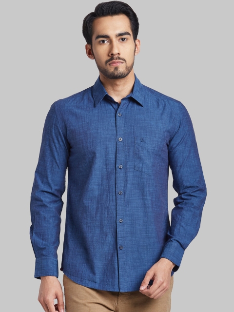 

Parx Men Blue Slim Fit Opaque Casual Shirt