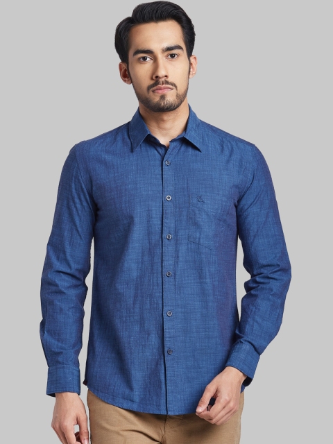 

Parx Men Blue Slim Fit Opaque Casual Cotton Shirt
