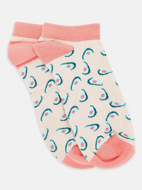 

POPPERS by Pantaloons Girls Pink & White Patterned Ankle-Length Socks