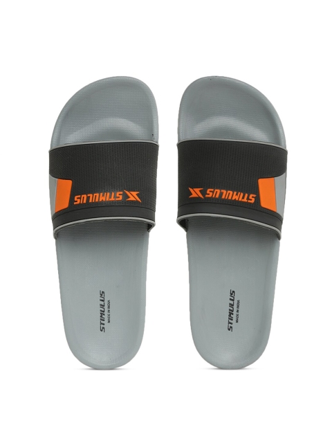 

Paragon Men Grey & Orange Printed Sliders