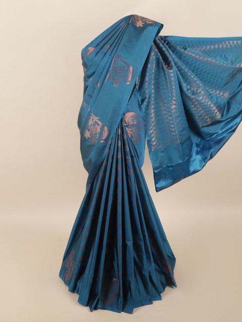 

Pothys Blue & Gold-Toned Woven Design Pure Silk Saree