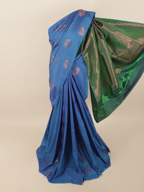 

Pothys Blue & Green Woven Design Pure Silk Saree