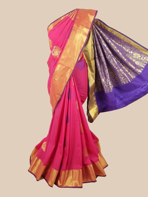 

Pothys Pink & Blue Woven Design Zari Pure Silk Saree