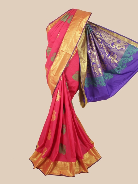 

Pothys Pink & Blue Woven Design Zari Pure Silk Saree