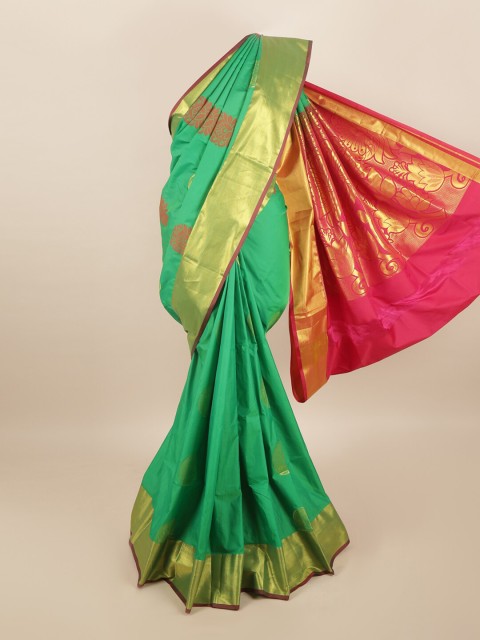 

Pothys Green & Pink Woven Design Pure Silk Saree