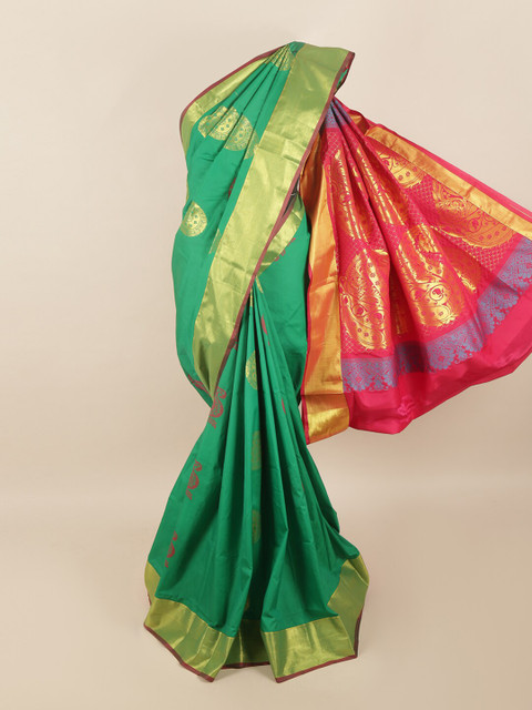 

Pothys Green & Red Woven Design Zari Pure Silk Saree