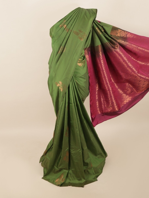

Pothys Green & Burgundy Woven Design Zari Pure Silk Saree