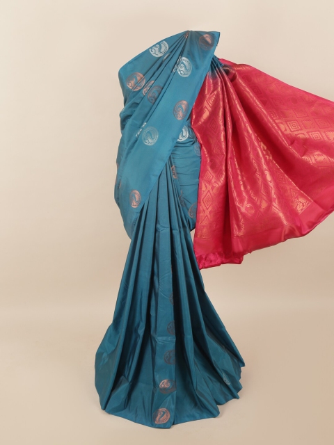 

Pothys Blue & Pink Woven Design Zari Pure Silk Saree