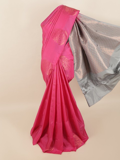 

Pothys Pink & Grey Woven Design Zari Pure Silk Saree