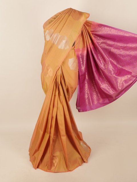 

Pothys Mustard & Pink Woven Design Zari Pure Silk Saree