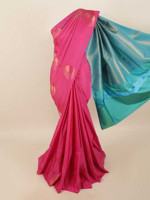 

Pothys Pink & Blue Woven Design Zari Pure Silk Saree