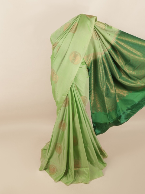 

Pothys Green & Gold-Toned Woven Design Zari Pure Silk Saree